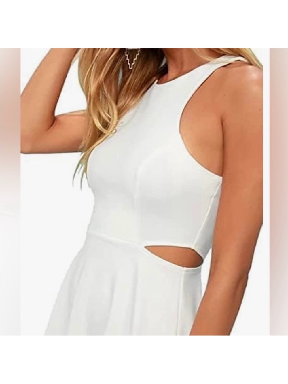 Belongsci White Cutout Fit & Flare Dress XL NWT - Picture 3 of 14